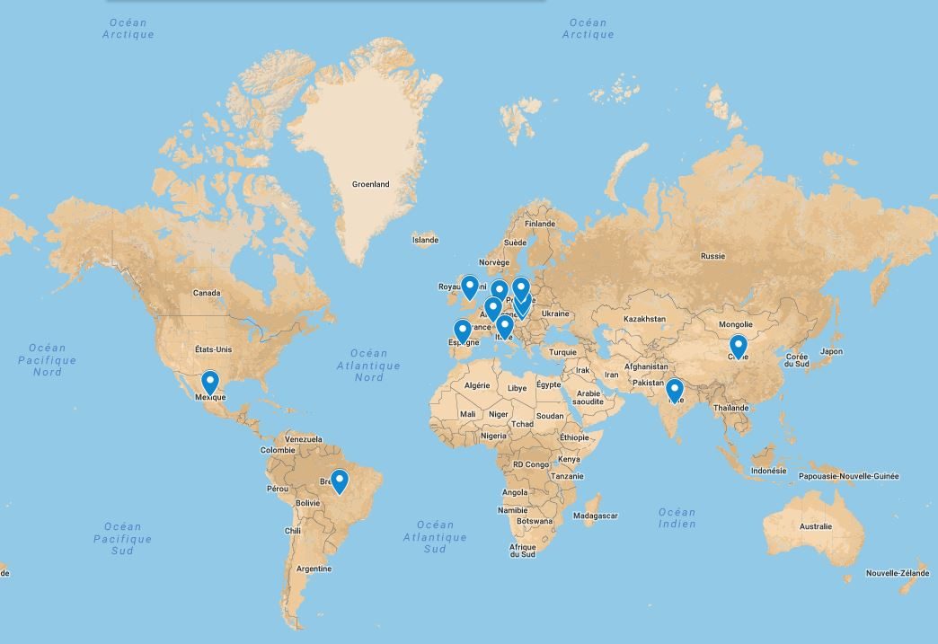 carte des exportations